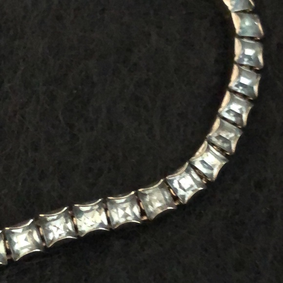 VINTAGE 1950’s RARE CHOKER COLLAR NECKLACE IN AQUA BLUE CRYSTALS ! EXCELLENT! - Picture 6 of 7